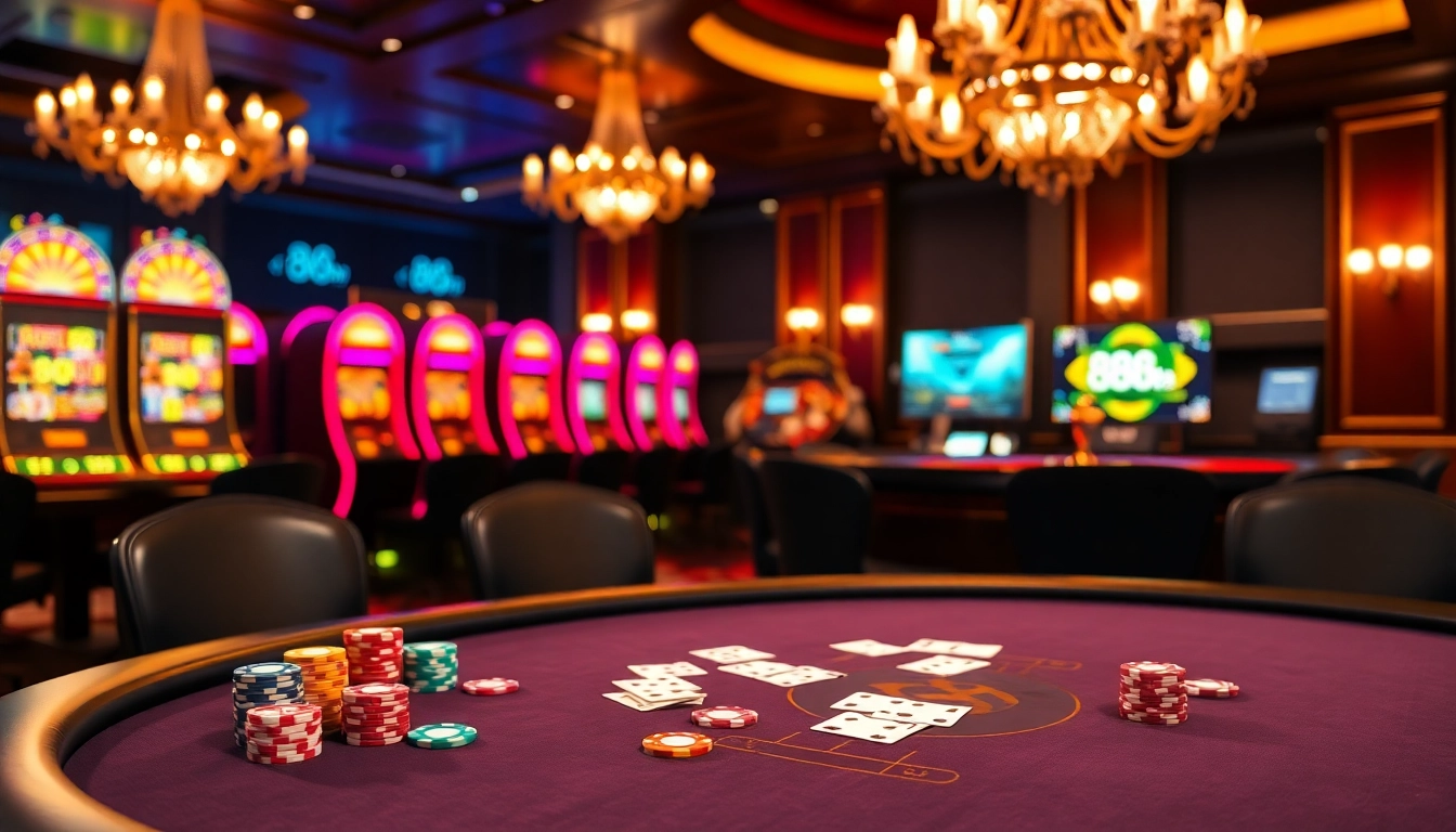 Experience the thrill of winning at 888b with vibrant poker tables and exciting slot machines.