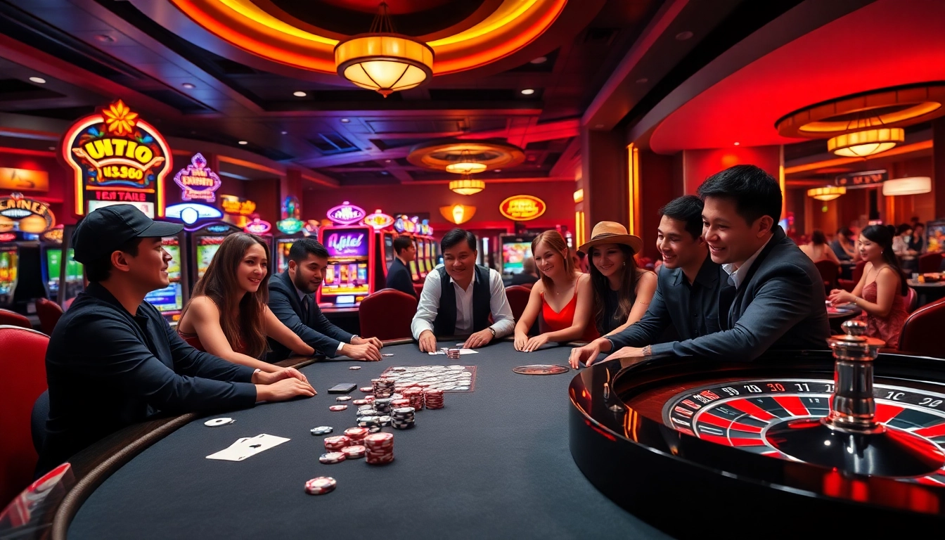 Experience the thrill of u888 with players at a luxurious casino table.