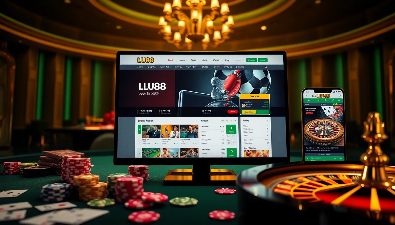 Engaging online gambling experience showcasing https://lu88.gb.net/ with vibrant casino elements.