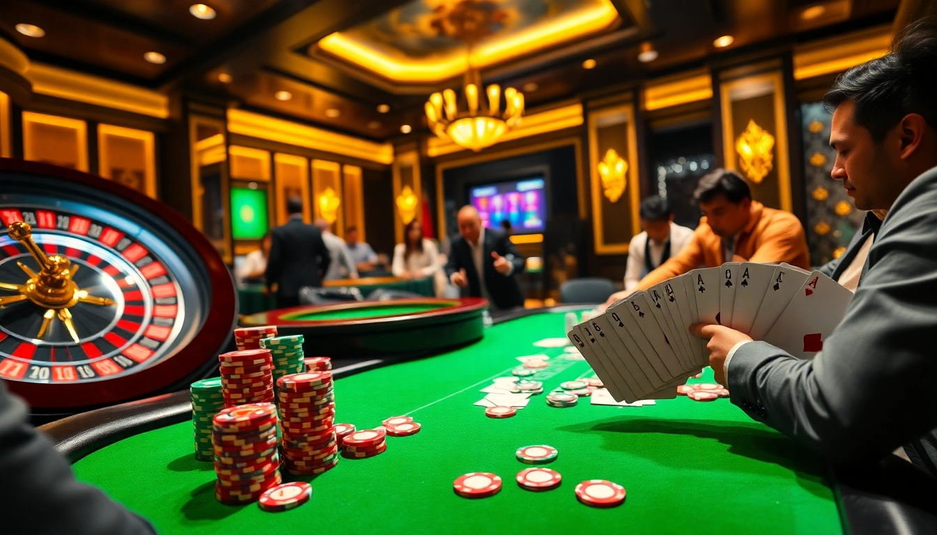 Experience the excitement of Da88 with vibrant poker chips and exhilarating gameplay in a luxury casino setting.