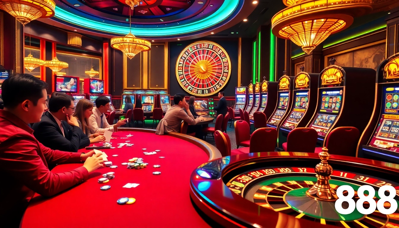 Experience the excitement of casino gameplay with RR888 roulette, poker tables, and vibrant slot machines.