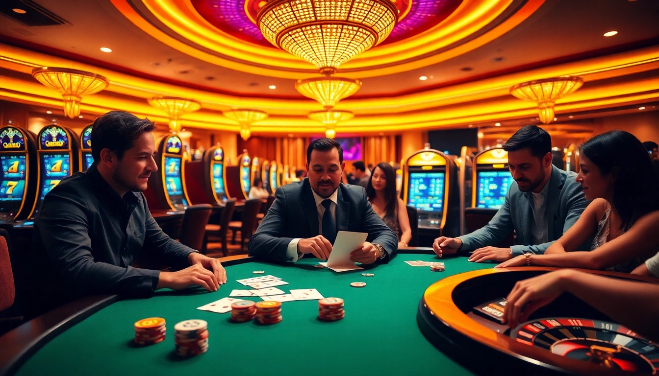 Experience the excitement of nohu90 at a luxurious casino poker table.