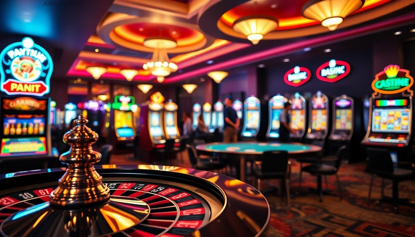 Jouer dans un casino en ligne argent réel avec des tables de jeu luxuriantes et des lumières captivantes.