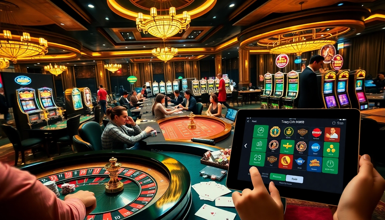Experience the thrill of gambling at Trang Chủ HM88 with an exciting casino scene filled with action.