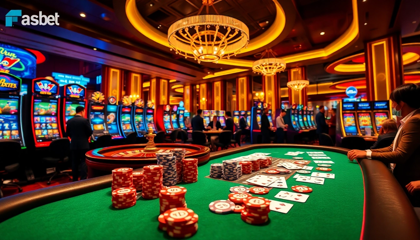 Experience thrilling gameplay at Fsbet with dynamic poker and roulette tables in a luxurious setting.