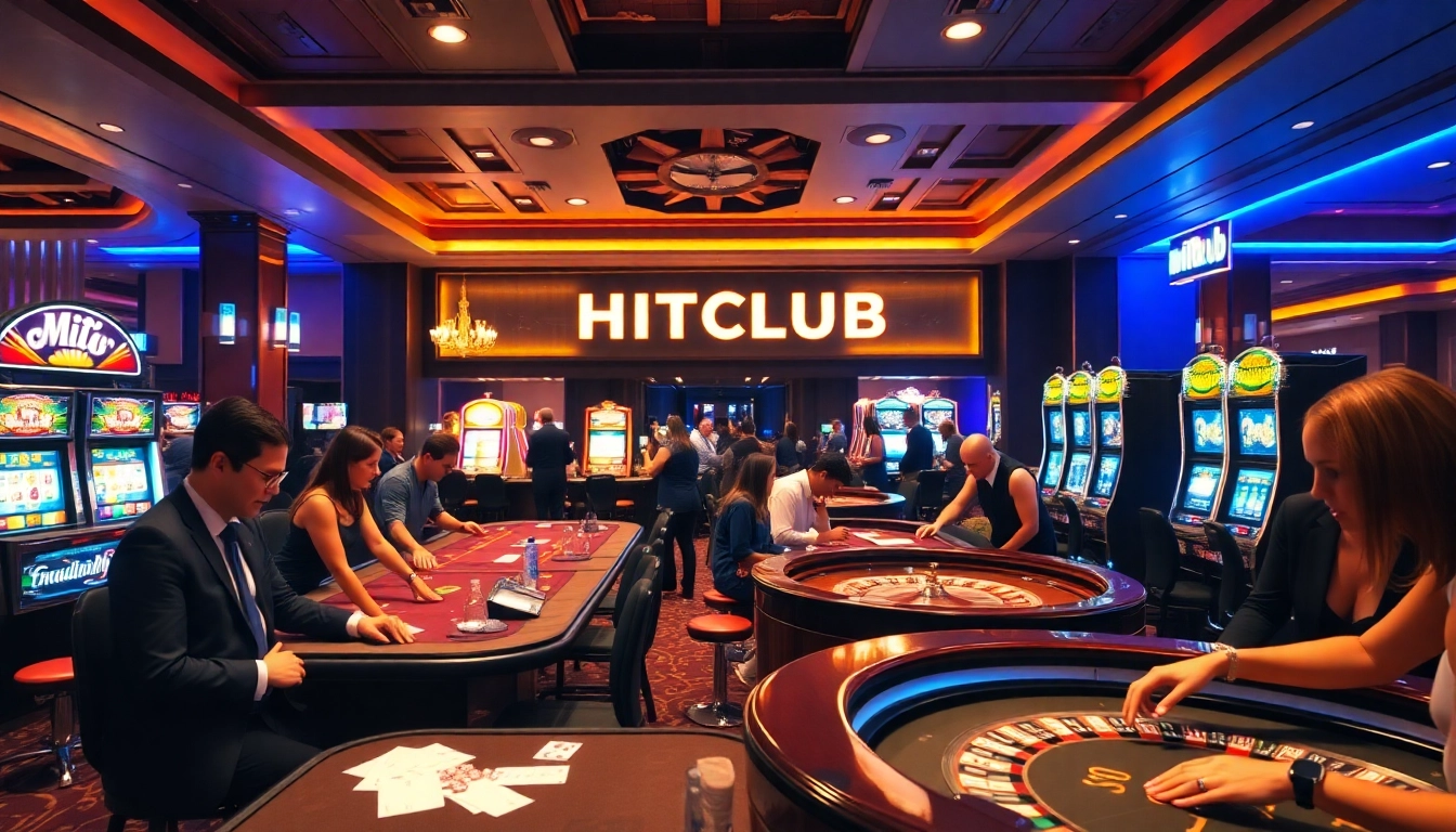 Hitclub live casino environment with engaging players and professional dealers at gaming tables.